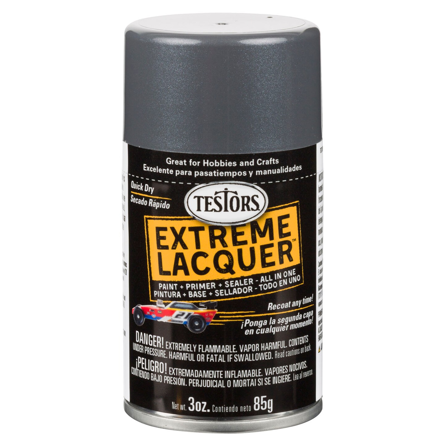 Testors One Coat Lacquer Paint, 3 oz. Spray Can, Graphite Dust