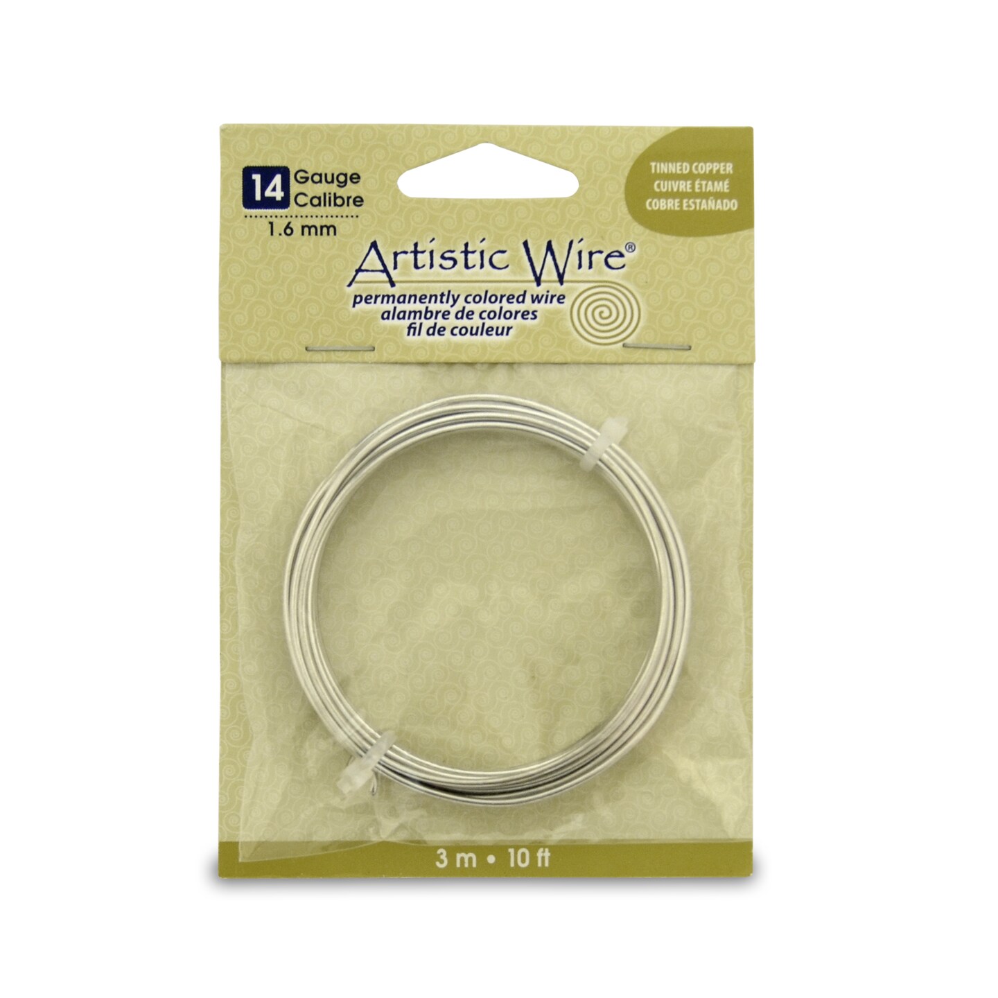 Beadalon Artistic Wire, Colored Copper Craft Wire, 14 Gauge (1.6mm), 10 ft. Tinned Copper