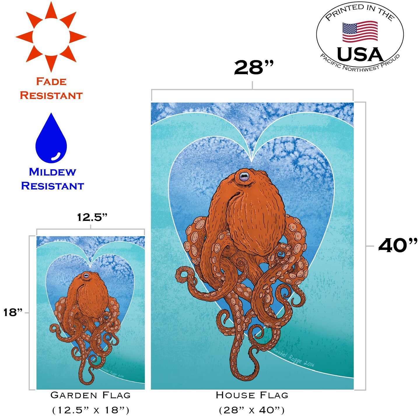 Aquatic Octopus Decorative Octopus Flag