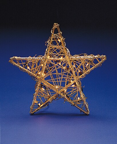 KSA Huge Lighted Indoor Gold Rattan Star Christmas Hanging Decoration