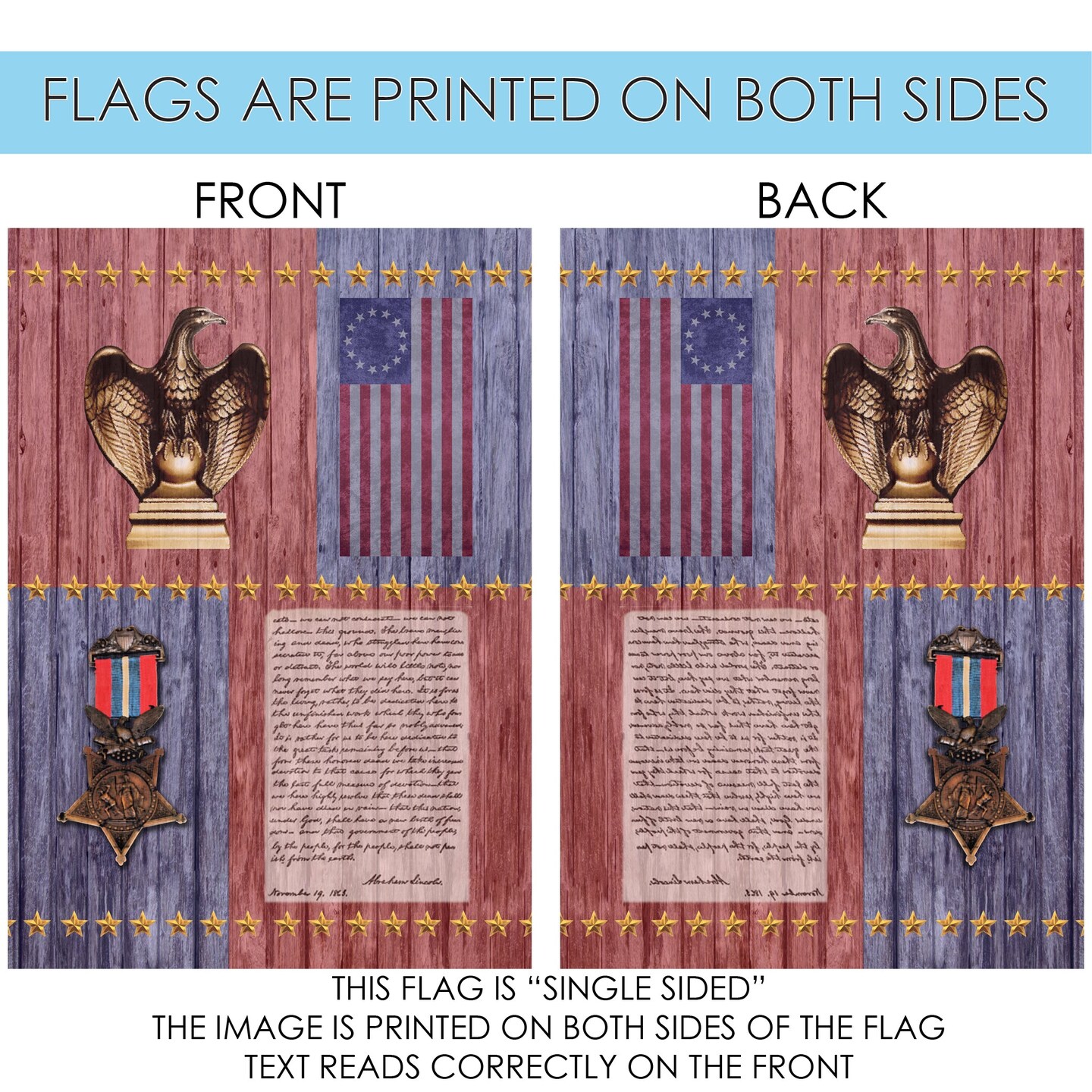 Gettysburg Address Decorative Patriotic Flag