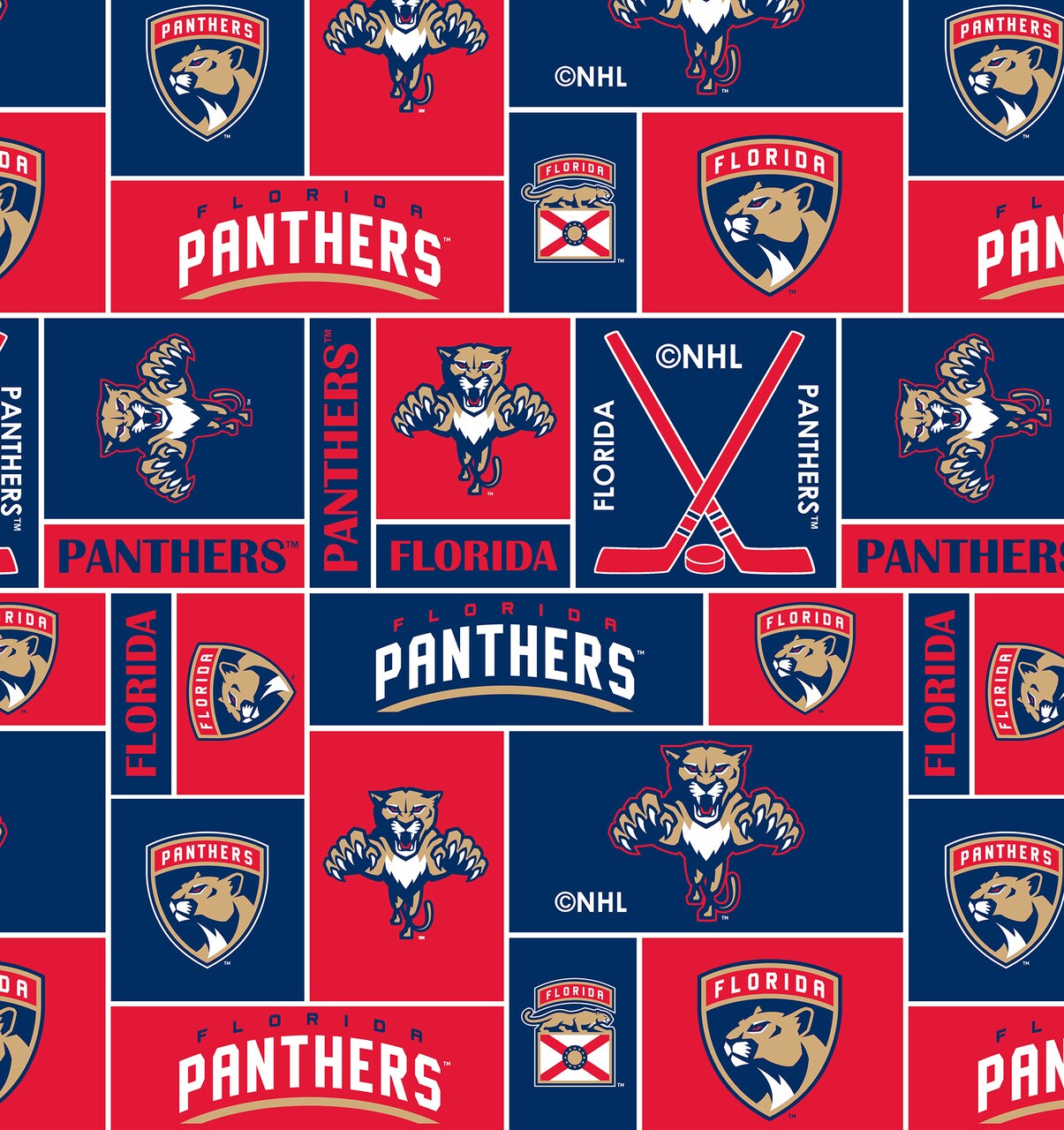 Sykel Enterprises NHL Team Fleece Blanket Fabric-Florida Panthers Geometric Fleece Fabric