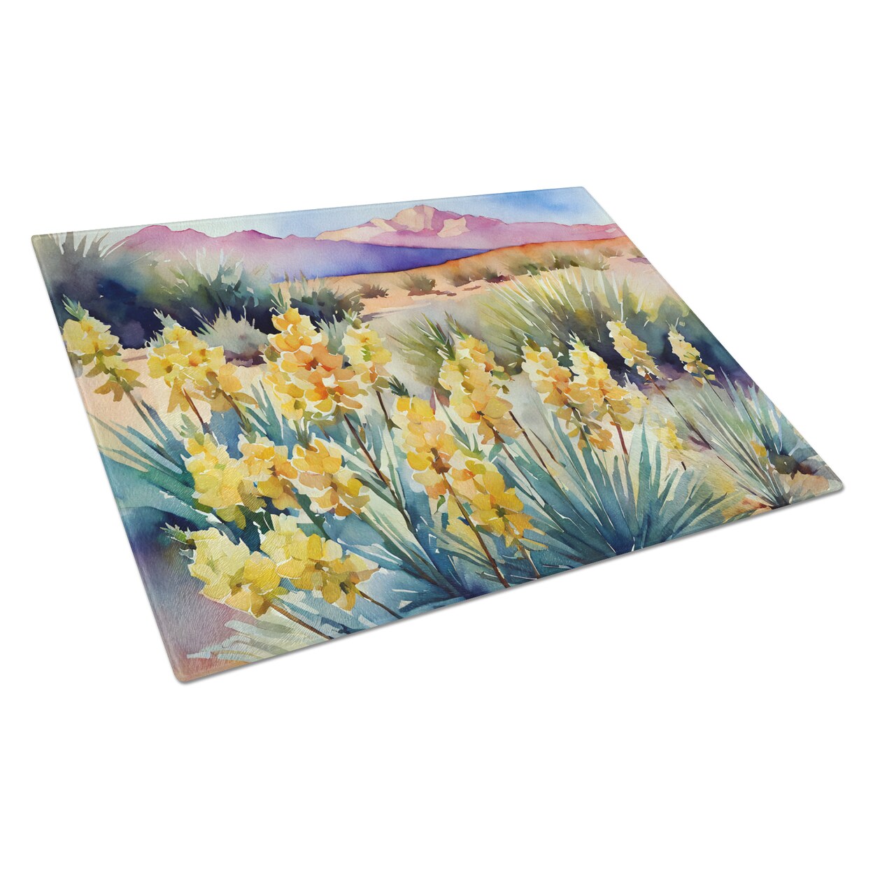 Caroline&#x27;s Treasures Mexico Yucca Flower in Watercolor Glass Cutting Board Large