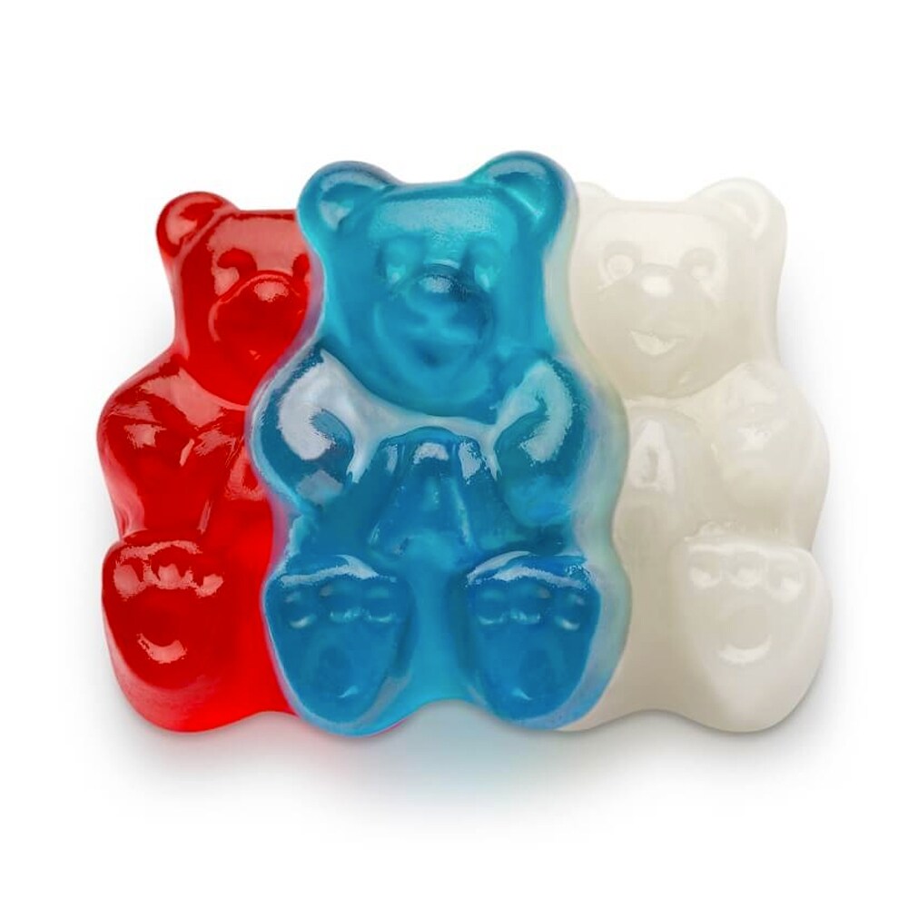 100 Pcs Patriotic Candy Red, White, and Blue Freedom Gummi Bears (1 lb) - 4th of July