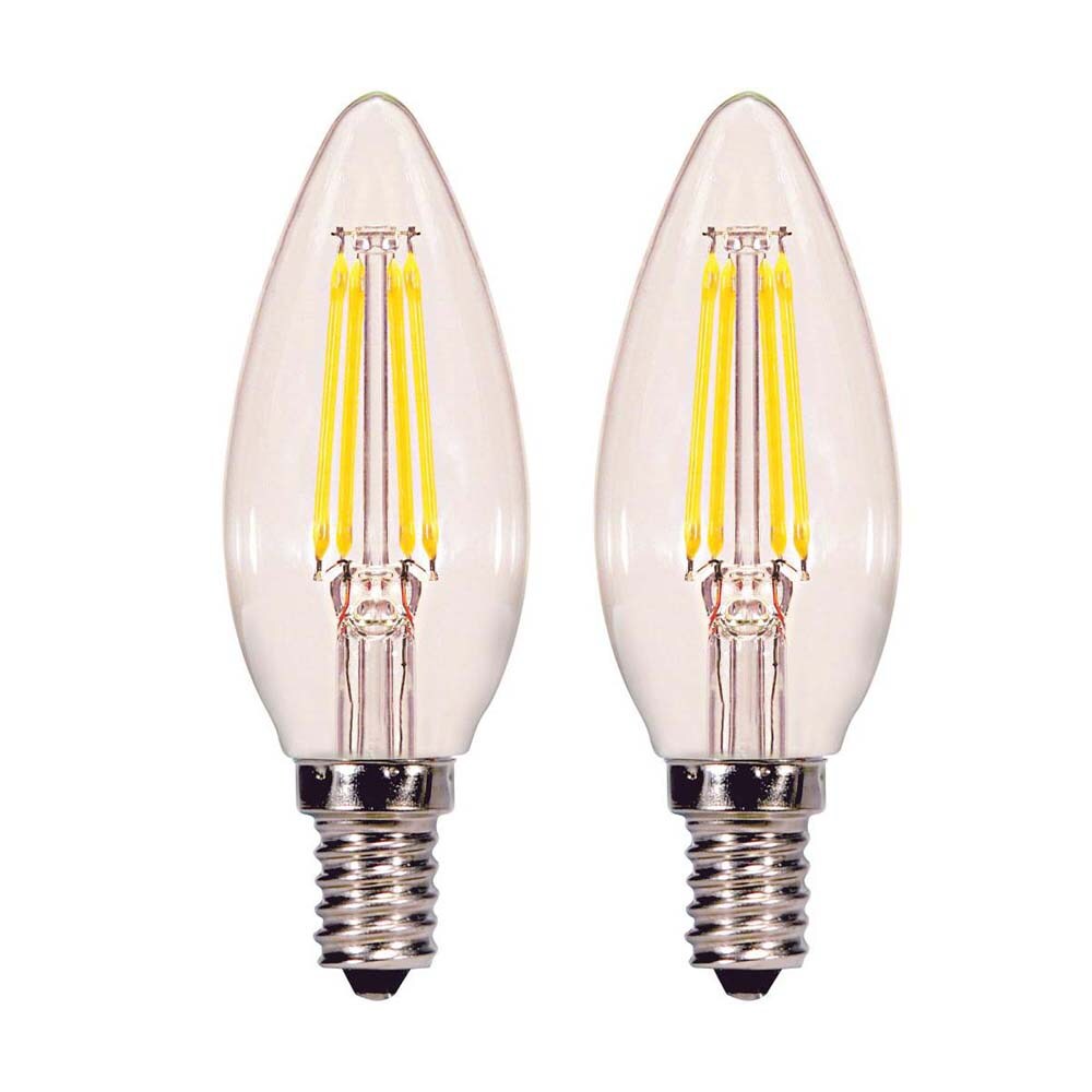 2Pk - Satco 4.5w B11 LED Filament Candle E12 Base 5000k Dimmable - 40w Equiv