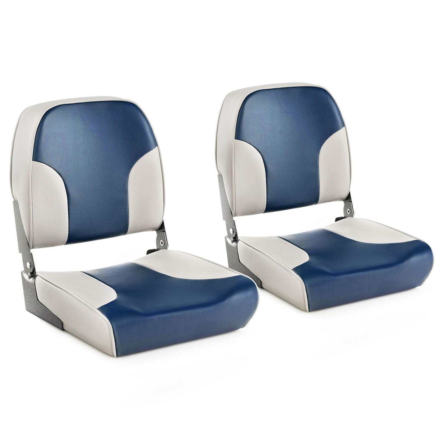 Costway 2-Piece Folding Boat Seat Set with Sponge Padding &#x26; Aluminum Hinges Low Back Blue