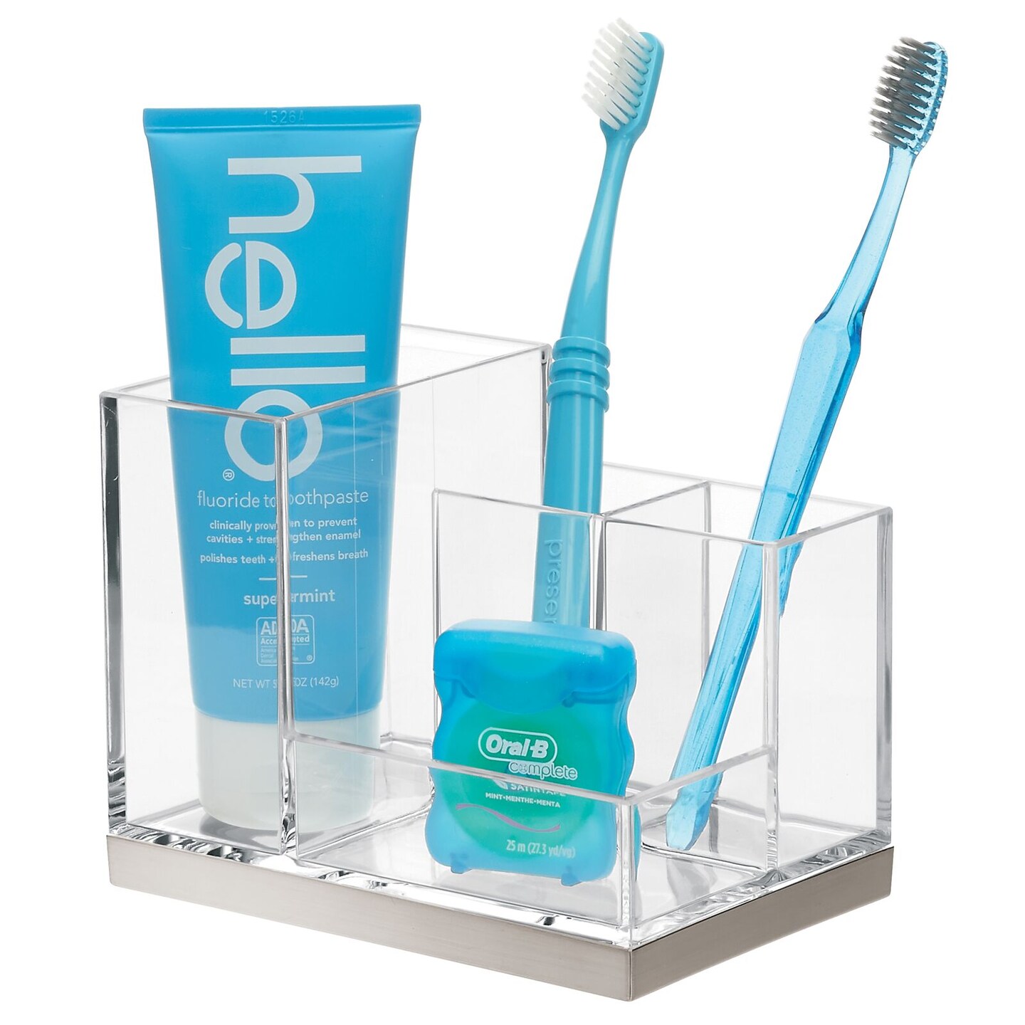 mDesign Toothbrush/Toothpaste Holder with 4 Compartments