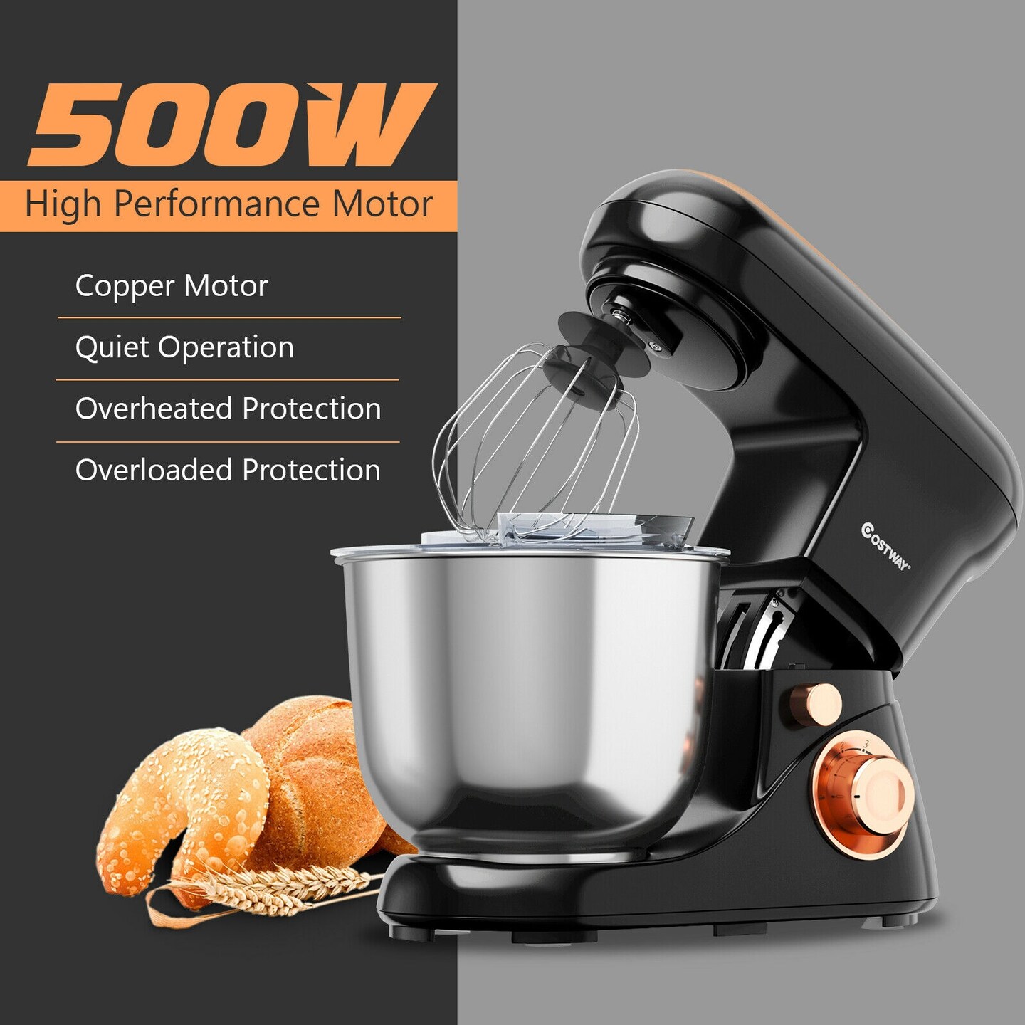 Stand Kitchen Food Mixer 6 Speed with Dough Hook Beater