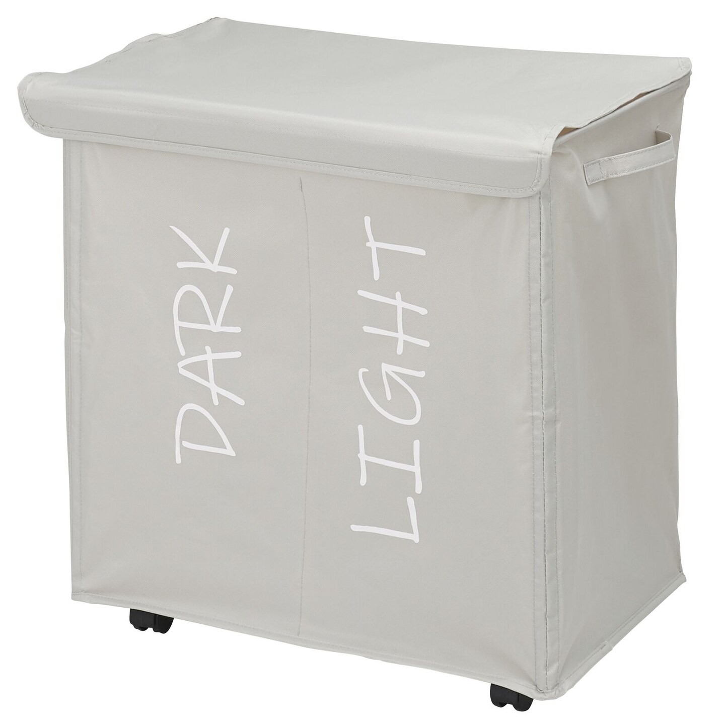 mDesign Divided Laundry Hamper Basket with Lid, Fabric Handles