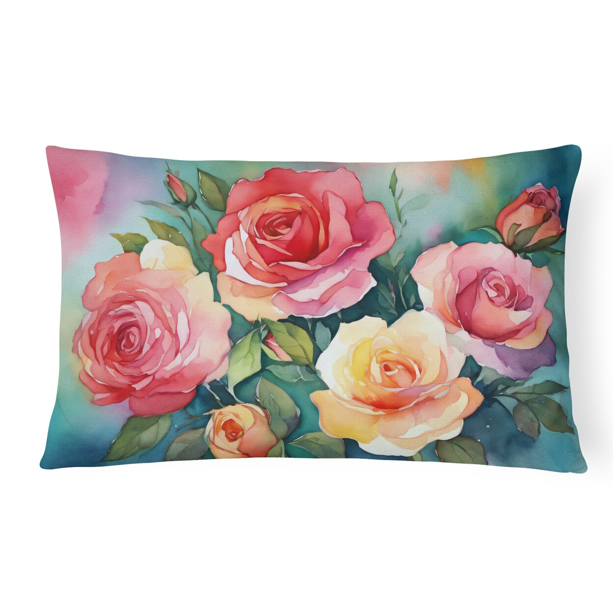 Caroline&#x27;s Treasures Oklahoma Roses in Watercolor Fabric Decorative Pillow DAC1701