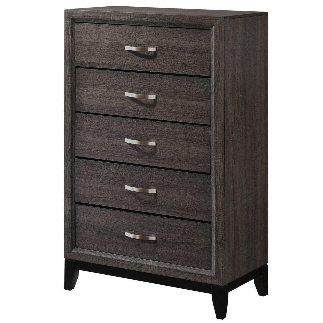 Saltoro Sherpi 50 Inch Classic 5 Drawer Tall Dresser Chest with Metal Handles, Oak Gray