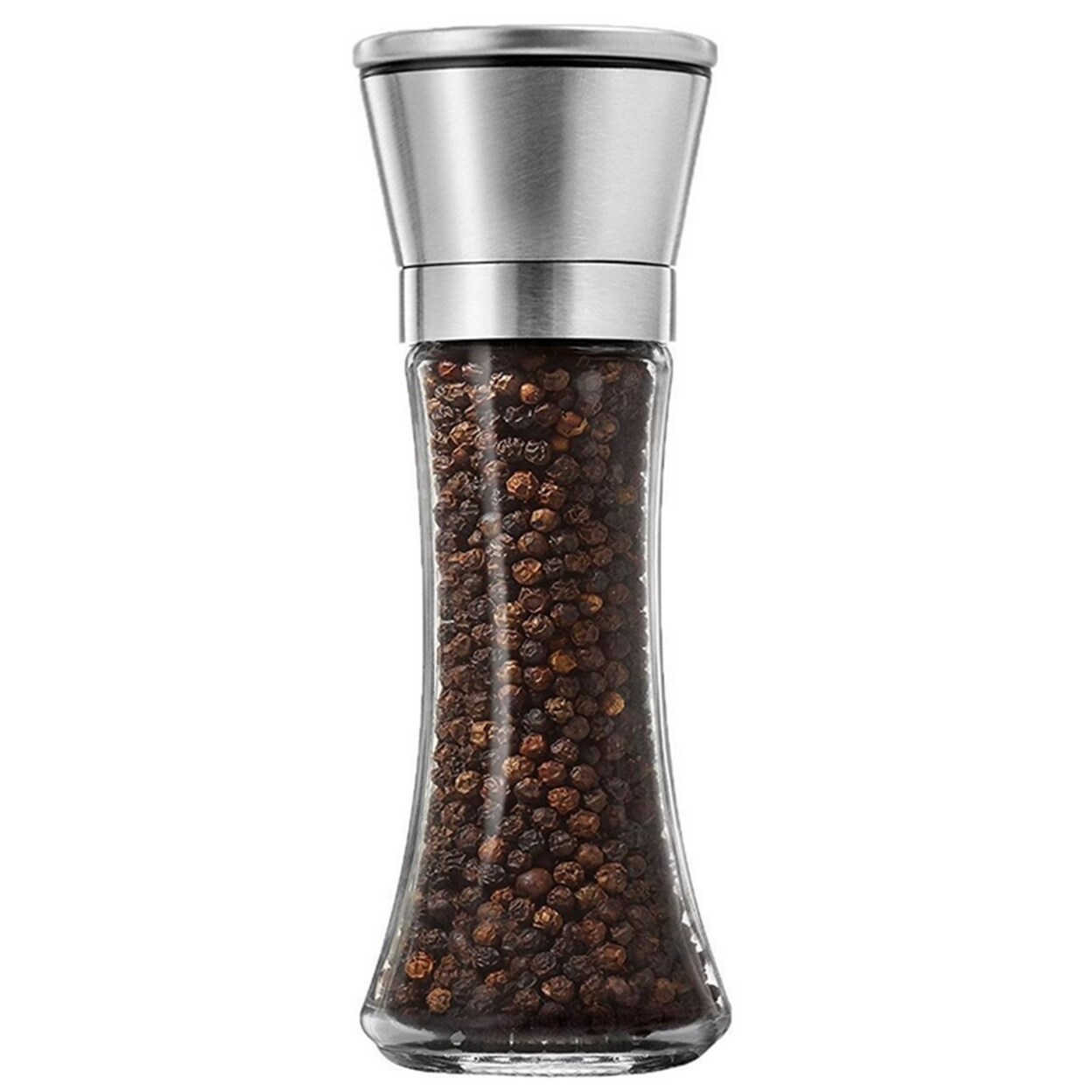 Stainless Steel Salt and Pepper Grinder, Adjustable Ceramic Sea Salt Grinder  & Pepper Grinder, Tall Glass
