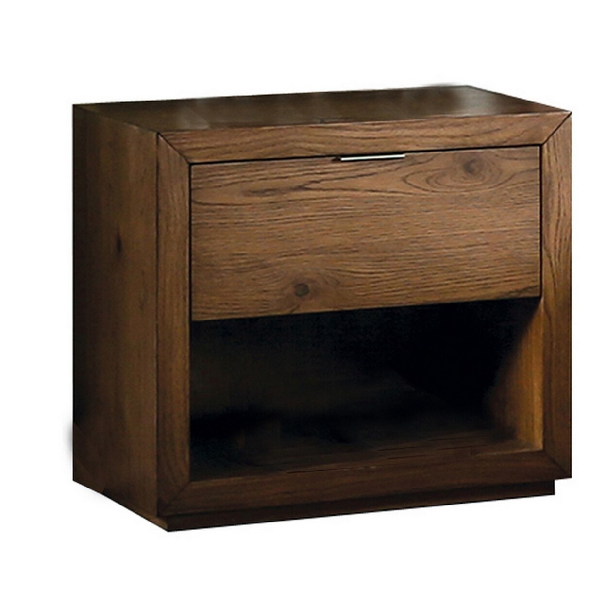 Saltoro Sherpi Lier 26 Inch Nightstand, Walnut Brown Wood, Single