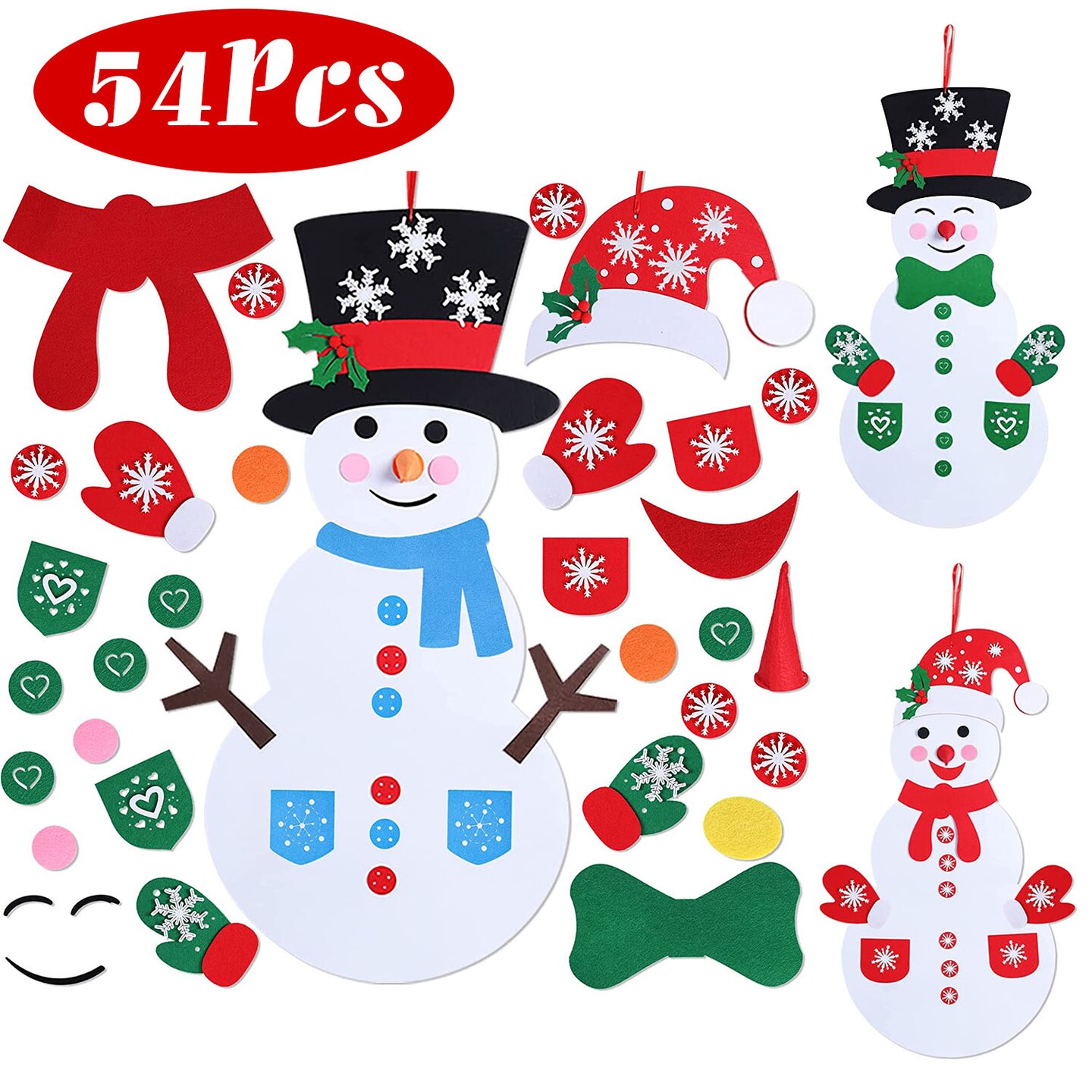 Felt Christmas Snowman Set Diy Felt Christmas Hanging Decorations Kits Ornament