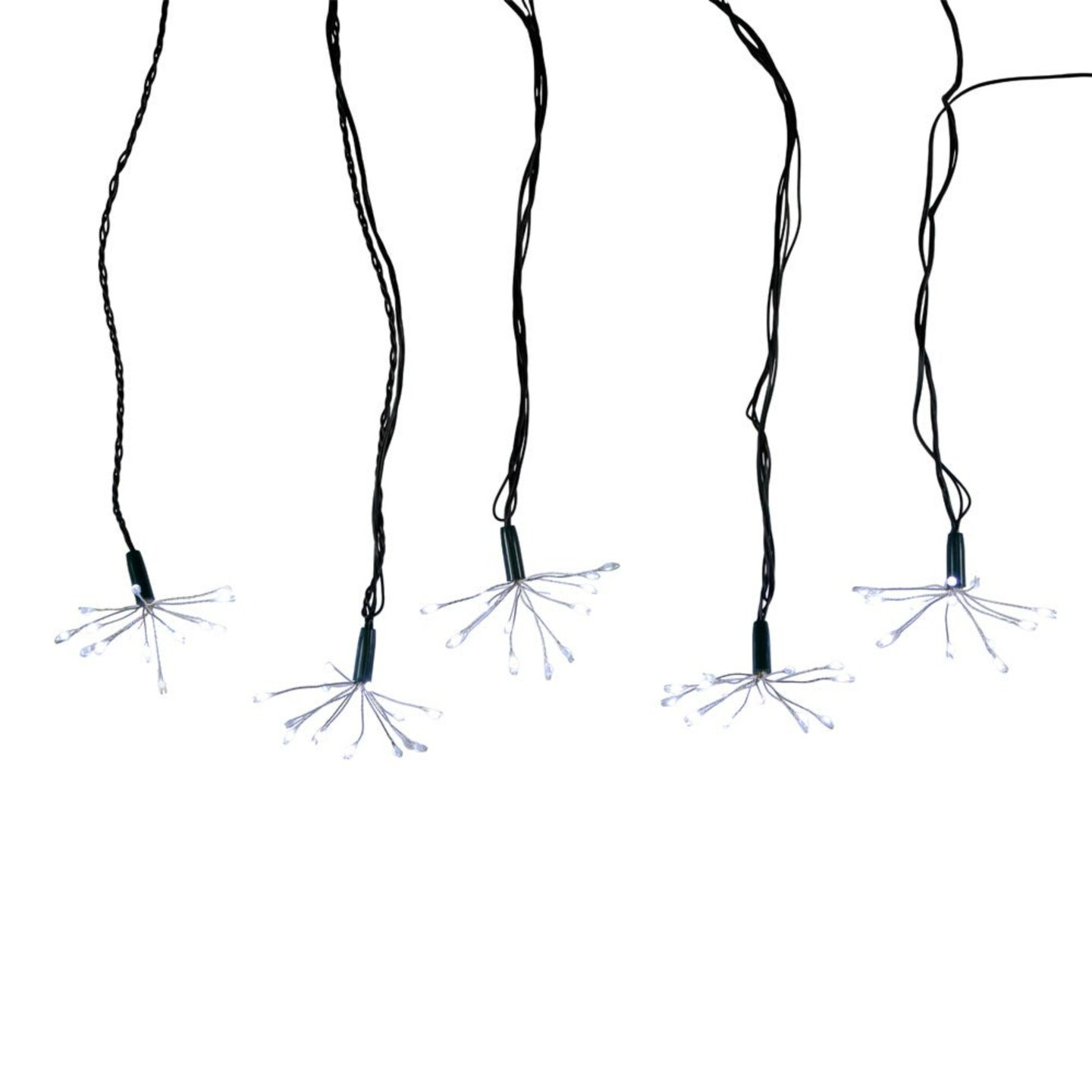 KSA 75Count Cluster Burst White LED Twinkle Lights, 9ft Green Wire