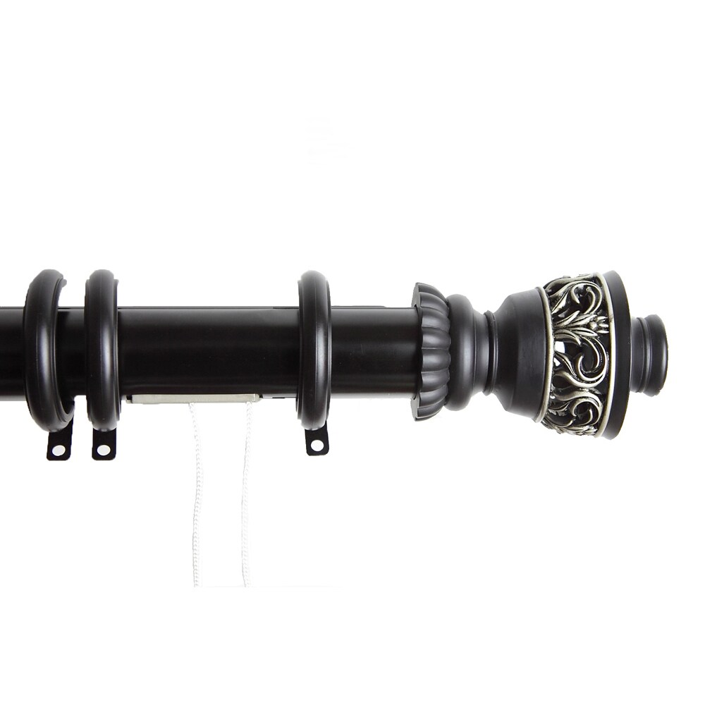 Rod Desyne Lattice Decorative Traverse Rod with Rings 84&#x22;-156&#x22; Black