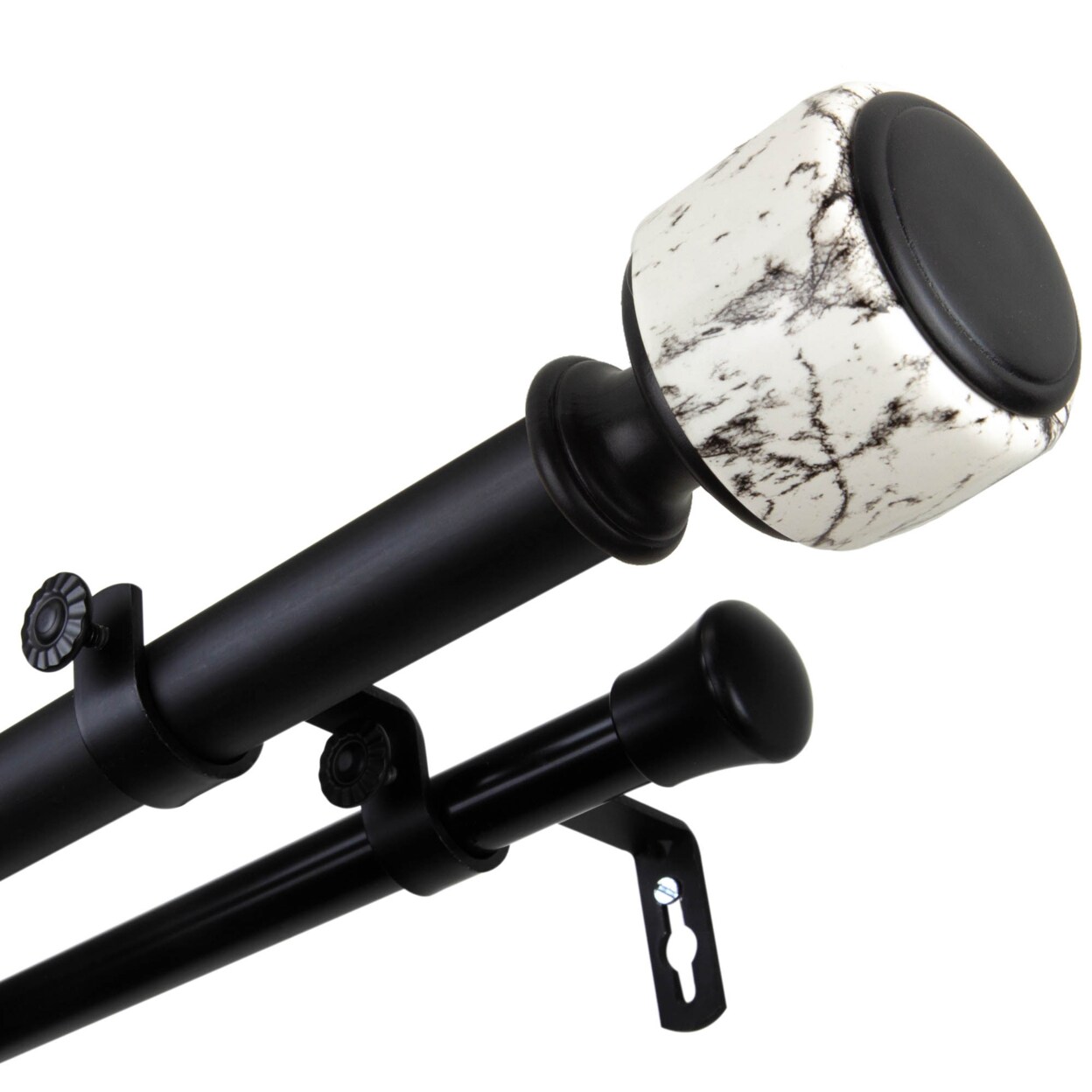 Hermosa Home Norman 1" Diameter Double Curtain Rod 120-170" - Black