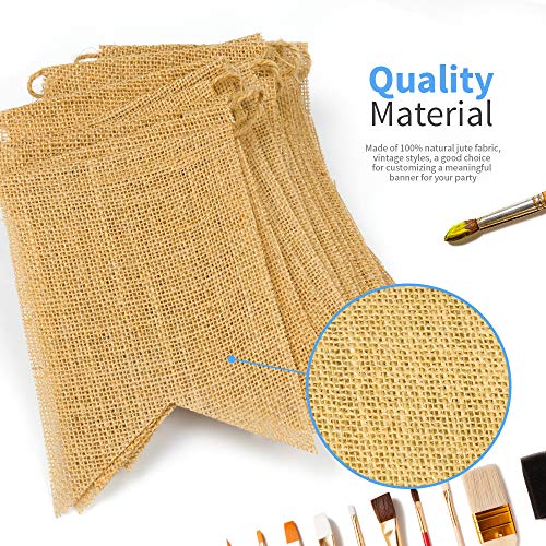 LEOBRO 48 Pcs Burlap Banner, 30 Ft Swallowtail Flag, DIY Decoration for Holidays, Wedding, Camping, Party, New Year Decorations, Merry Christmas Banner, Indoor Christmas Decoration