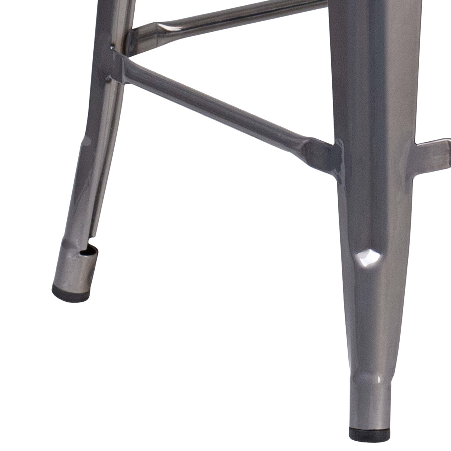 Merrick Lane 24" High Powder Coated Backless Metal Counter Stool with Clear Coat Finish and Plastic Floor Glides for Indoor Use