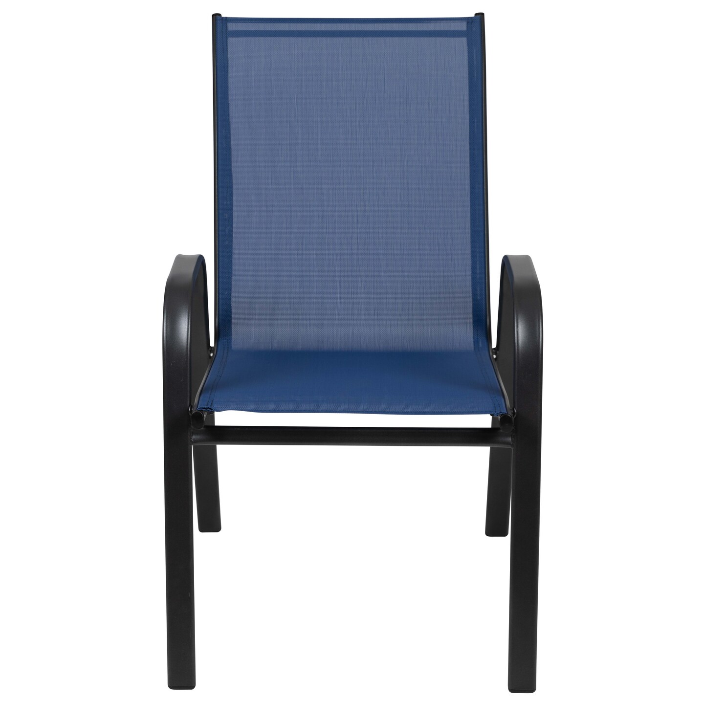 Emma and Oliver 5 Pack. Outdoor Stack Chair with Flex Comfort Material and Metal Frame
