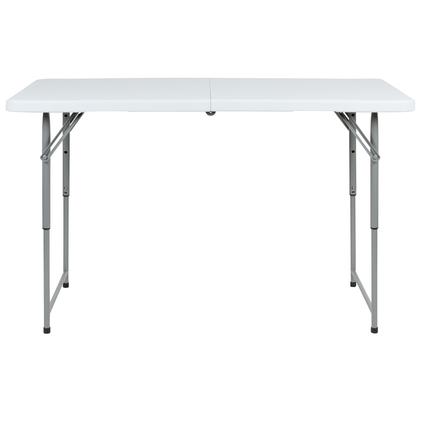 Emma and Oliver Height Adjustable Bi-Fold Plastic Folding Table with Carrying Handle