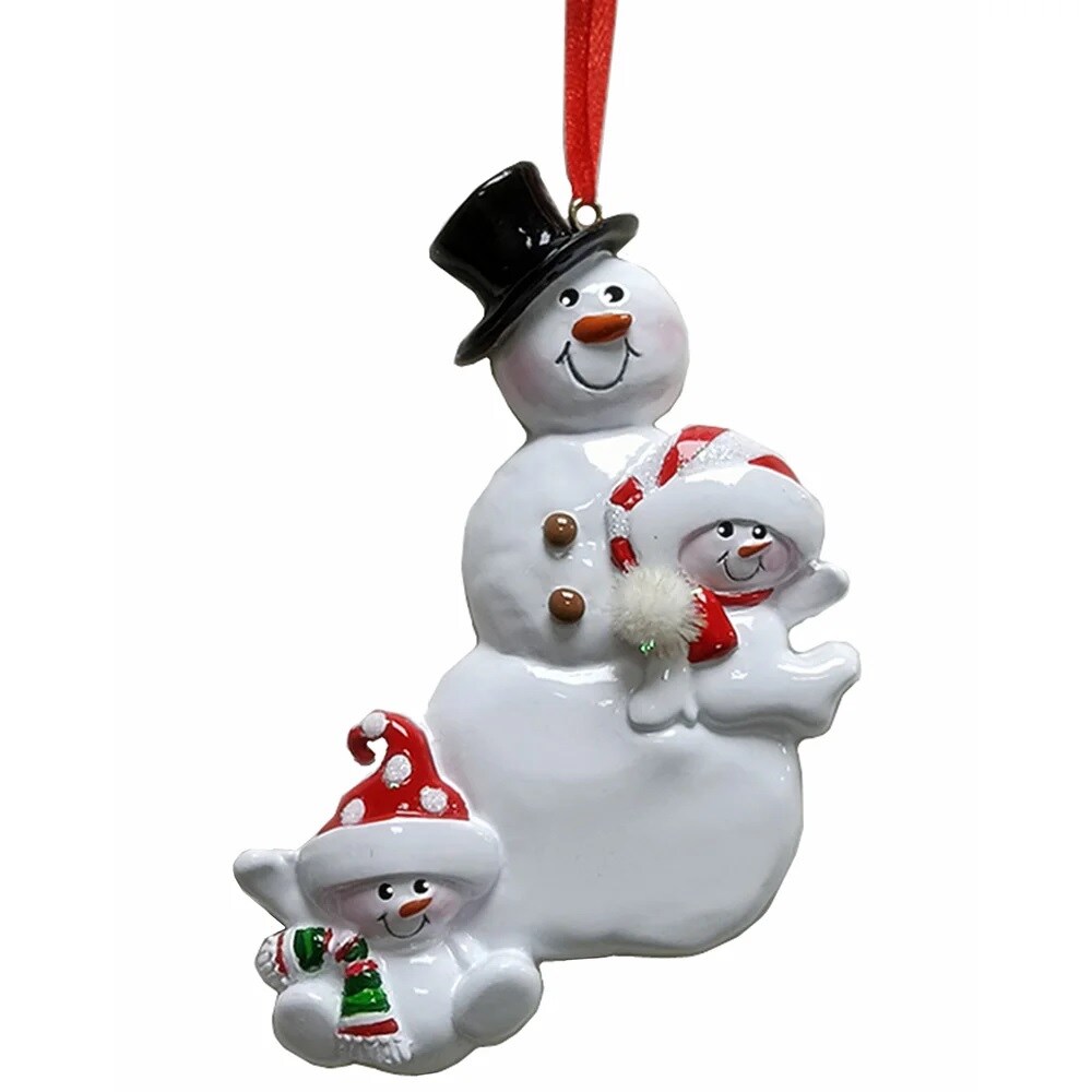 KSA Pack of 12 White and Red Snowman Family of Two Christmas Ornaments 4.25" Michaels