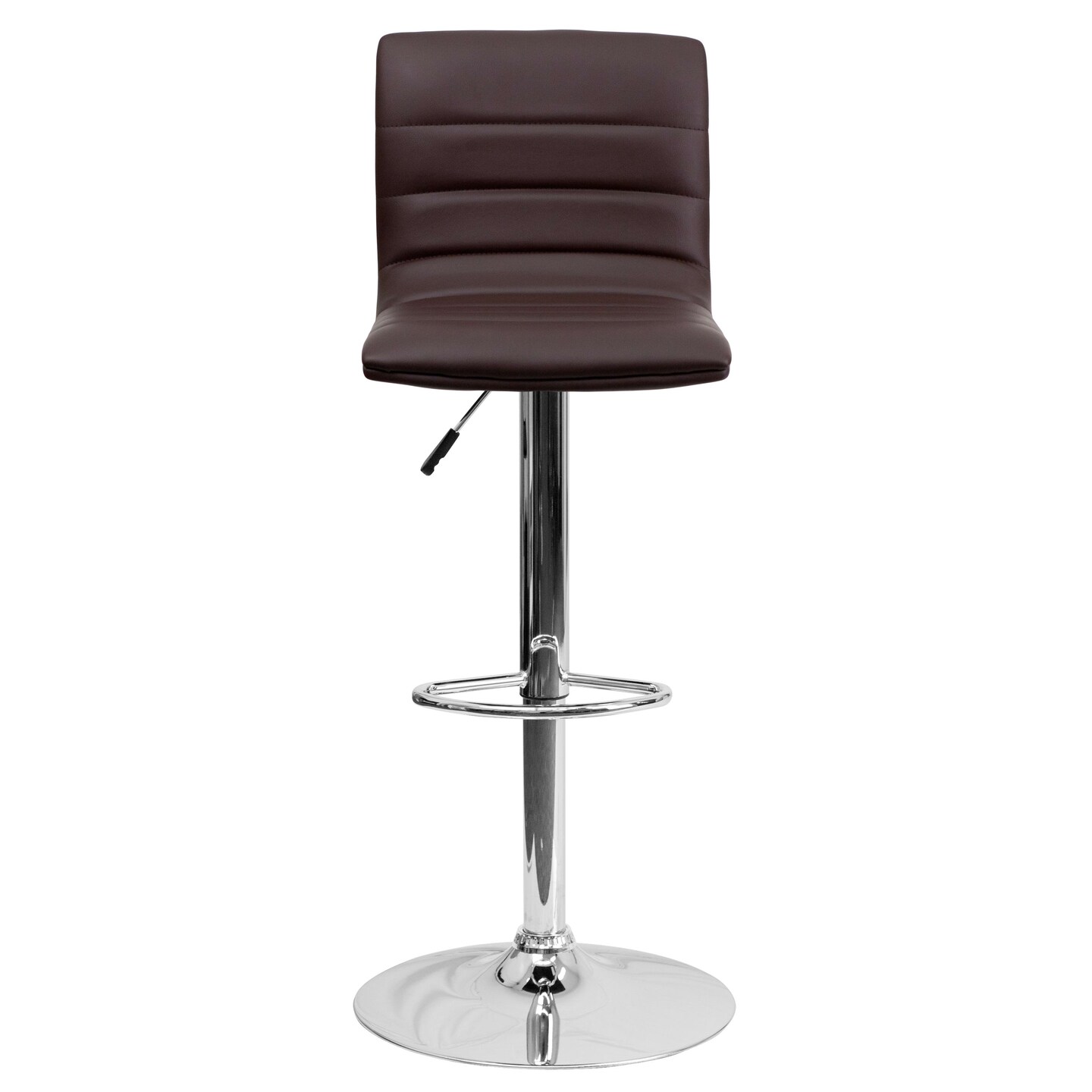 Emma and Oliver Coti Modern Channel Tufted Upholstered Height Adjustable Mid-Back Stool and Pedestal Base with Footrest