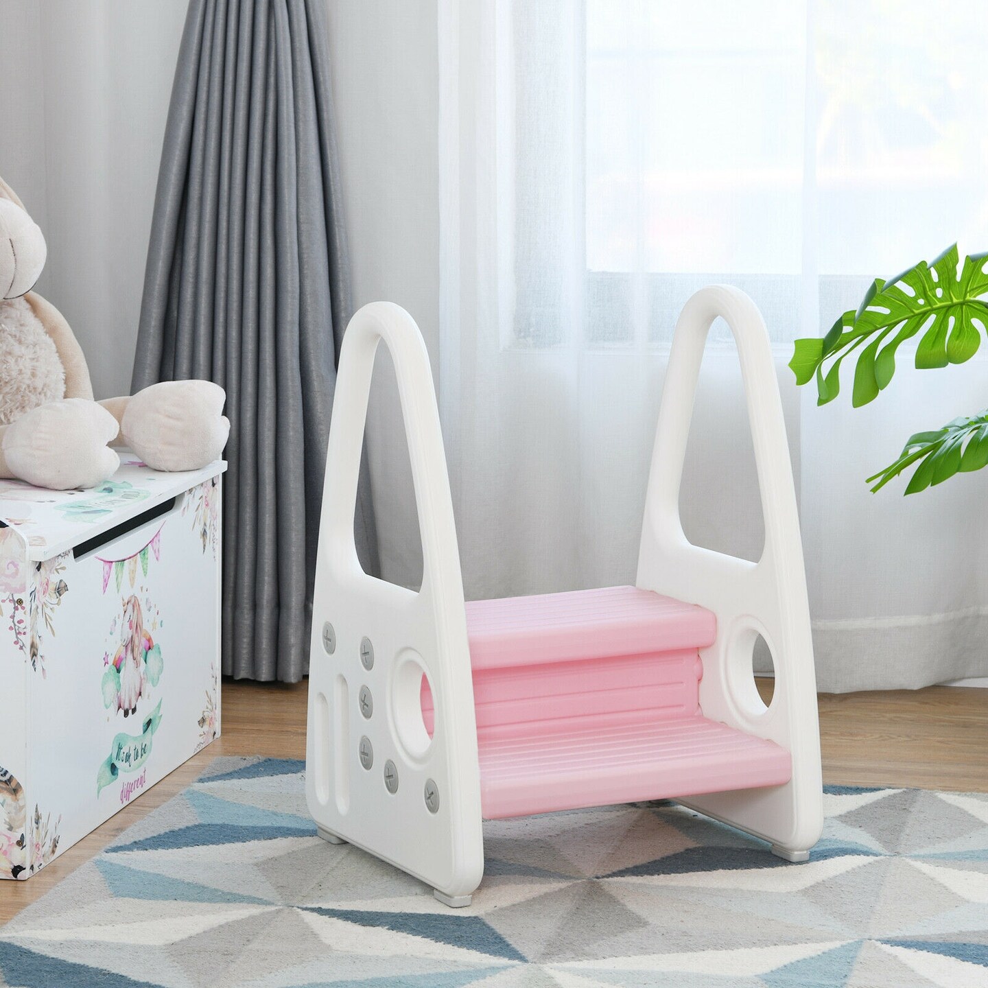 HDPE Double-Tier Kids Step Stool with Safety Armrests