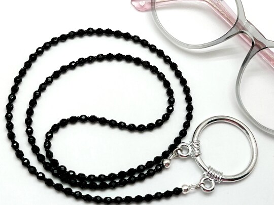 Black Eyeglass Holder Necklace, Eyeglasses Chain, Reading Glasses Black Eyeglass Holder Necklace, Eyeglasses Chain, Reading Glasses