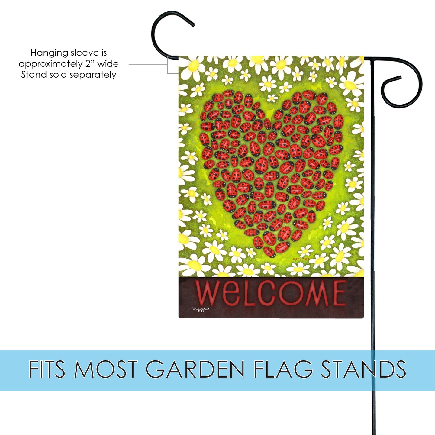 Ladybug Heart Decorative Valentine Double Sided Flag
