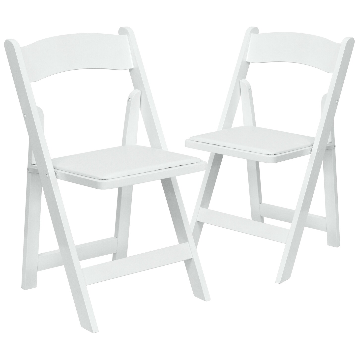 Emma and Oliver 2 Pack Wedding Party Event Wood Folding Chair with Vinyl Padded Seat
