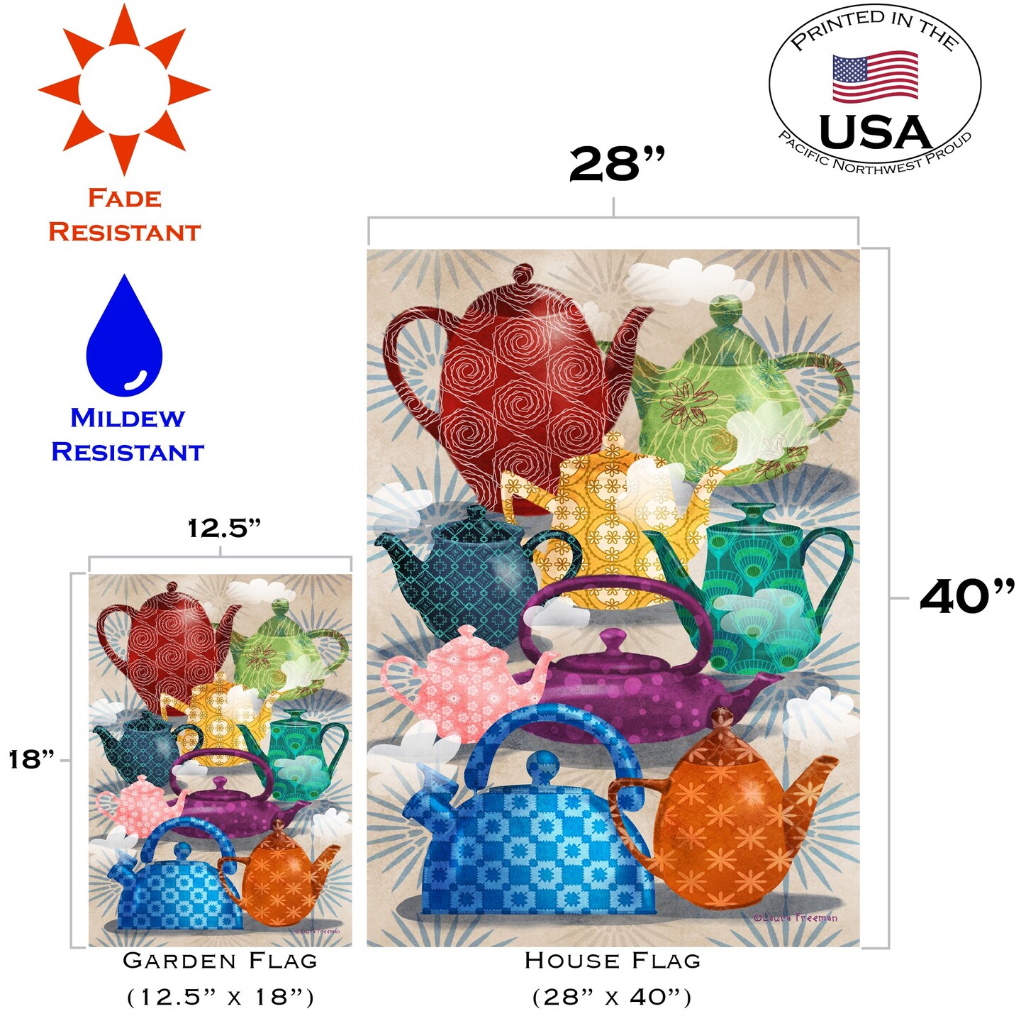 Ornate Teapots Decorative Teapot Flag