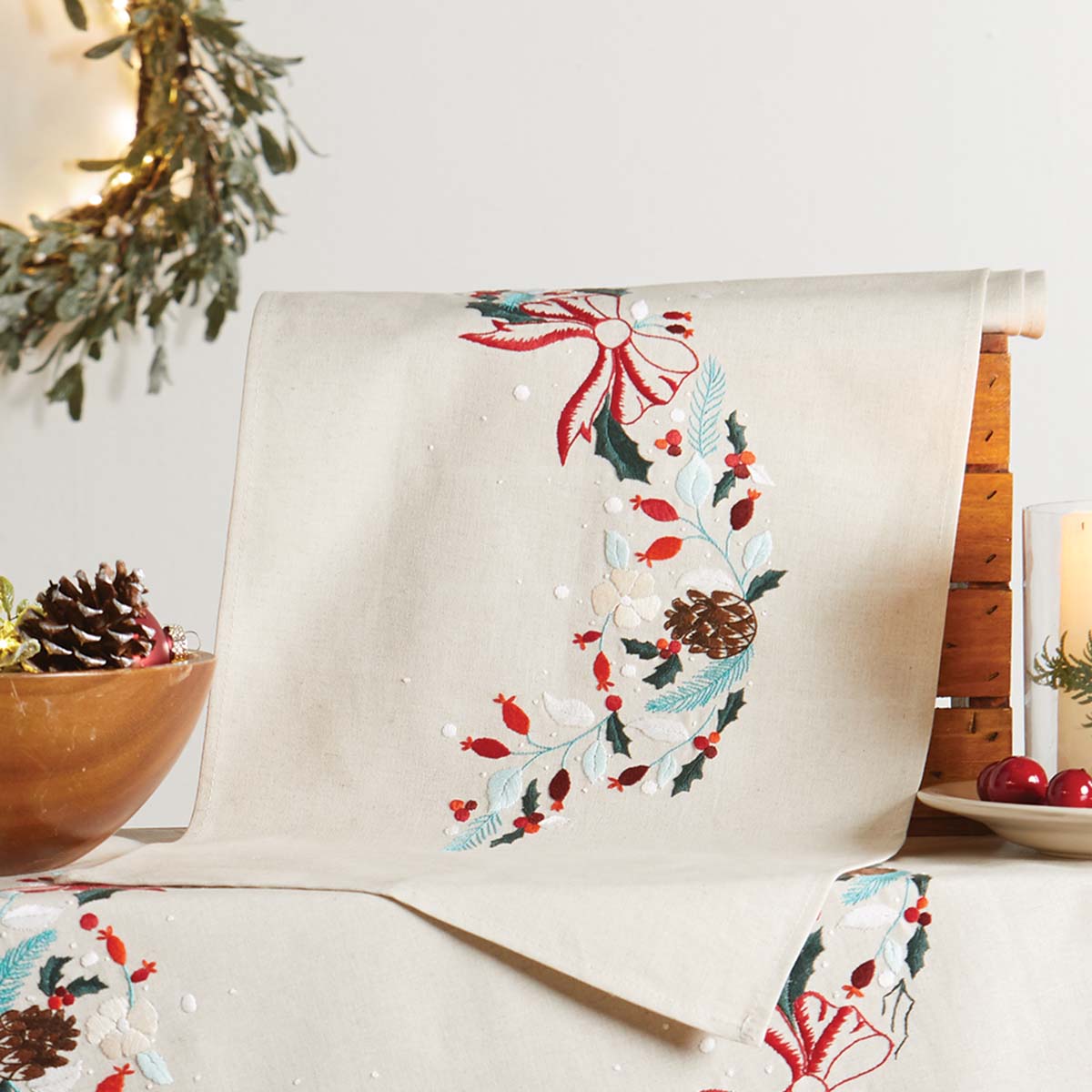 Herrschners Holiday Greenery Runner Stamped Embroidery Kit Michaels