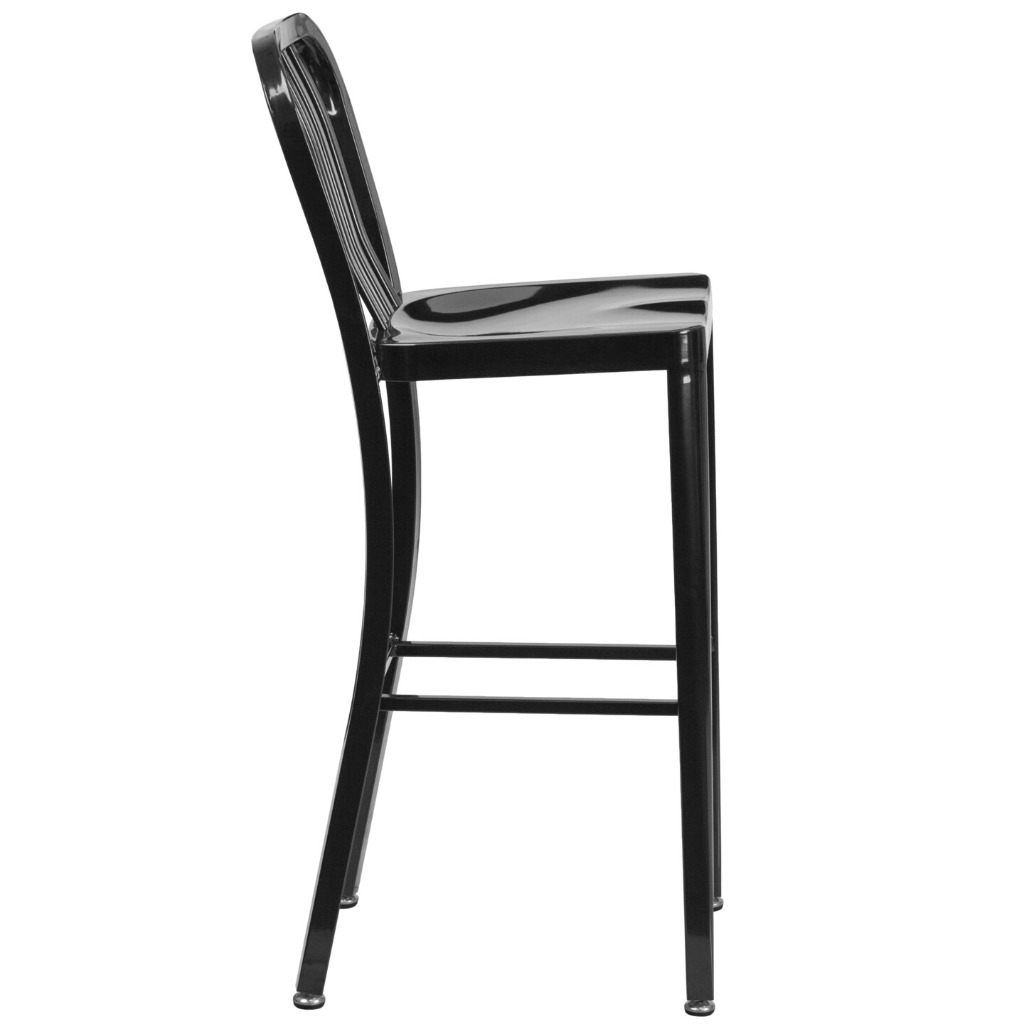 Merrick Lane Santorini 30 Inch Galvanized Steel Indoor/Outdoor Counter Bar Stool With Slatted Back And Powder Coated Finish