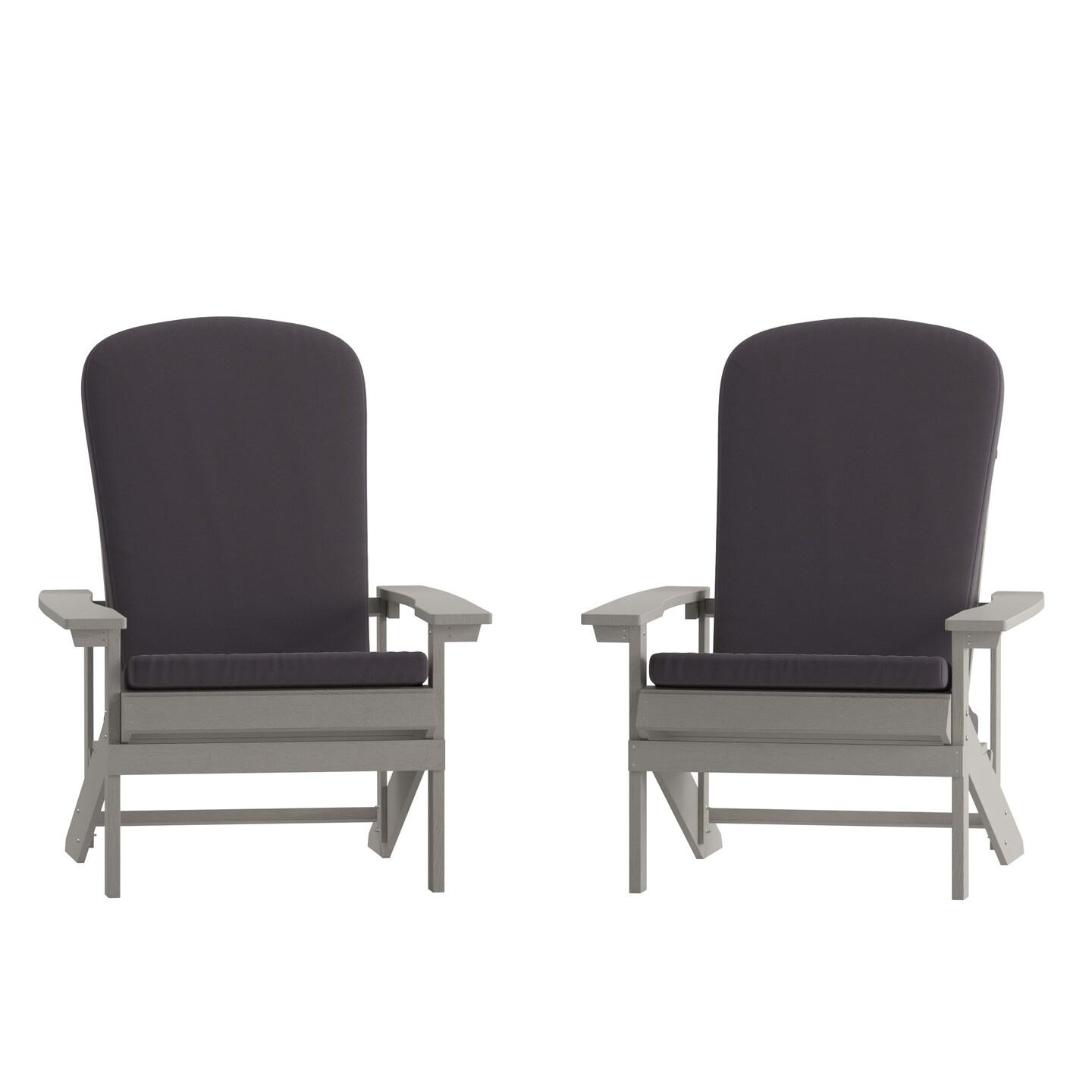 Merrick Lane Riviera Set of 2 Weather Resistant Adirondack Patio Chairs With Vertical Lattice Backs and Comfort Foam Cushions
