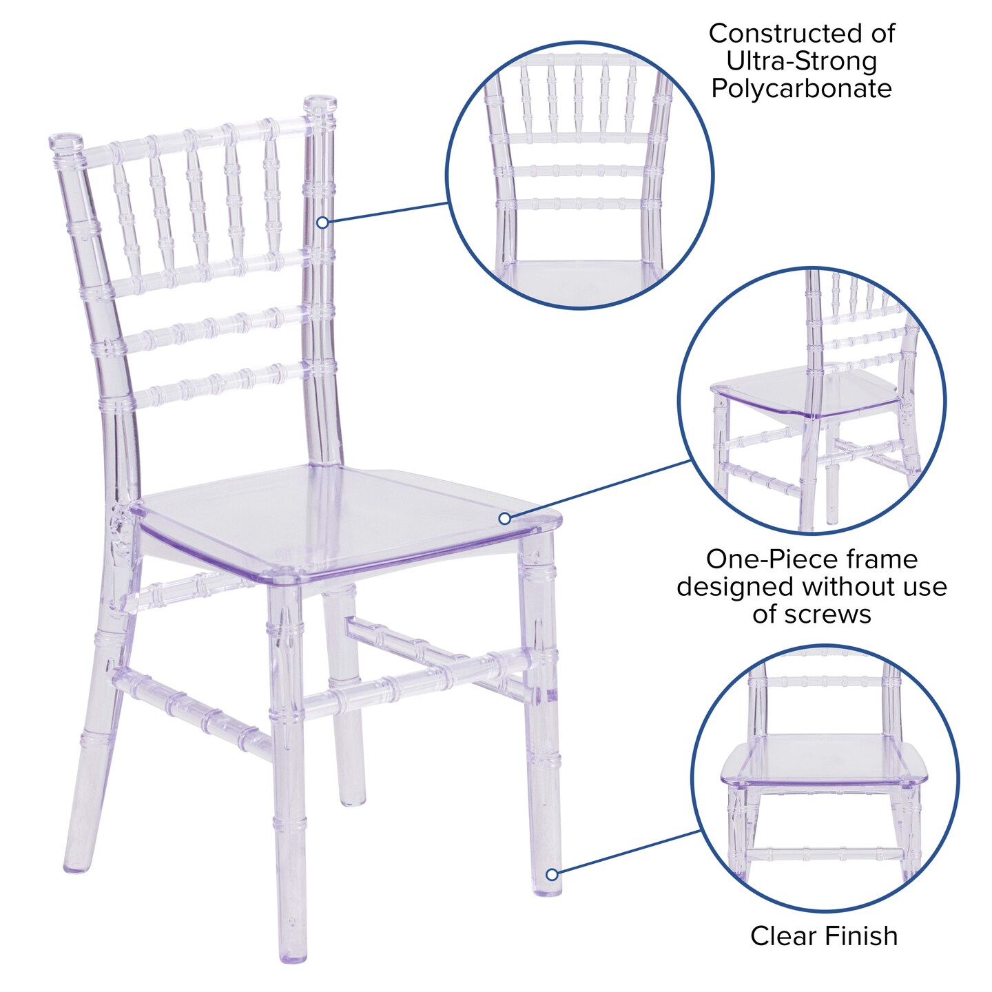 Emma and Oliver 10 Pack Child&#x2019;s All Occasion Resin Chiavari Chair for Home or Home Based Rental Business