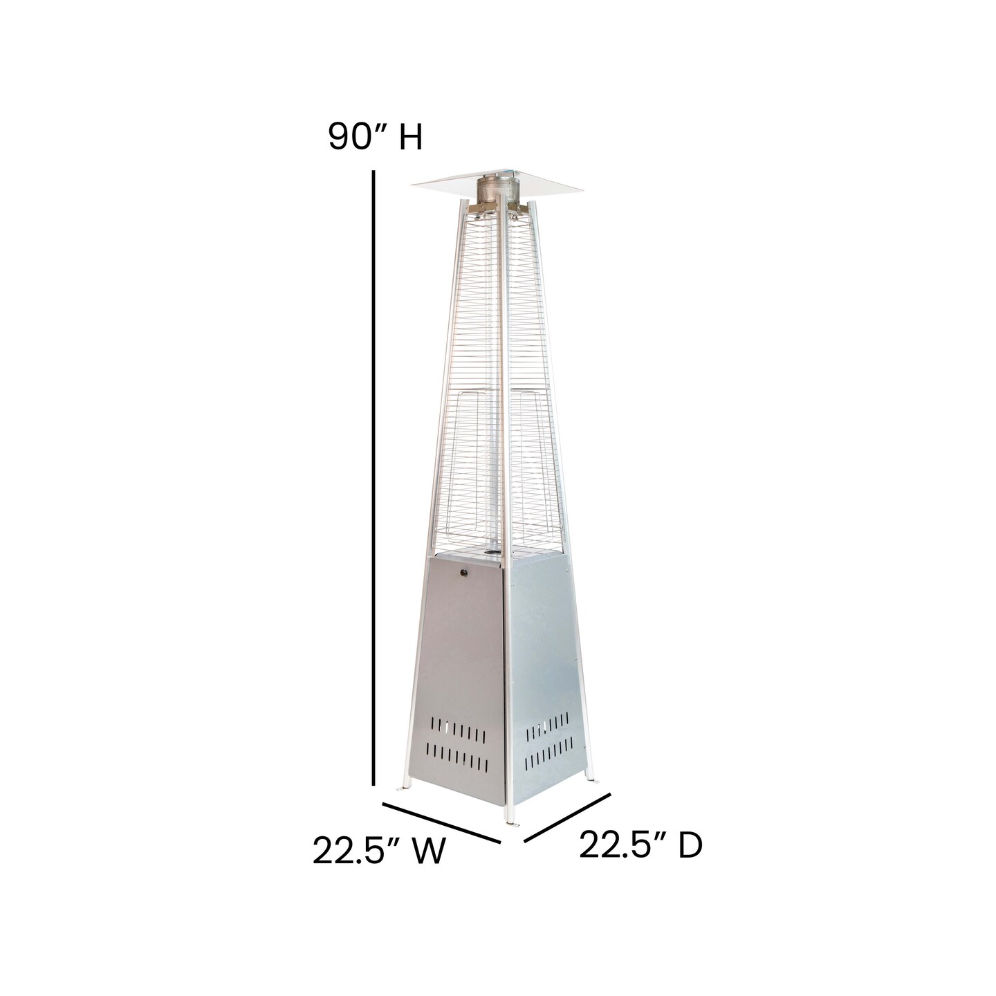 Merrick Lane Stainless Steel Pyramid Shape Portable Outdoor Patio Heater - 7.5 Feet Tall