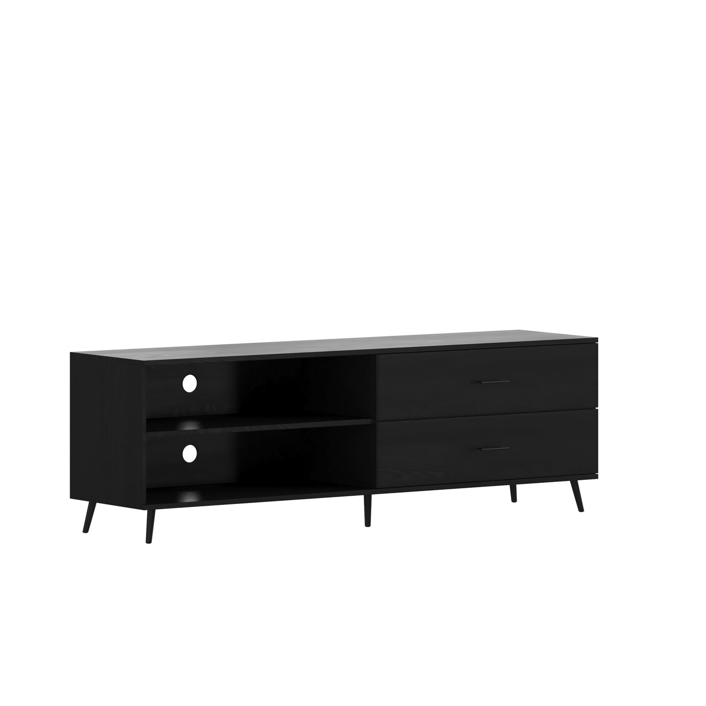 Merrick Lane Erikson Mid-Century Modern TV Stand with Adjustable Shelves and Two Drawers