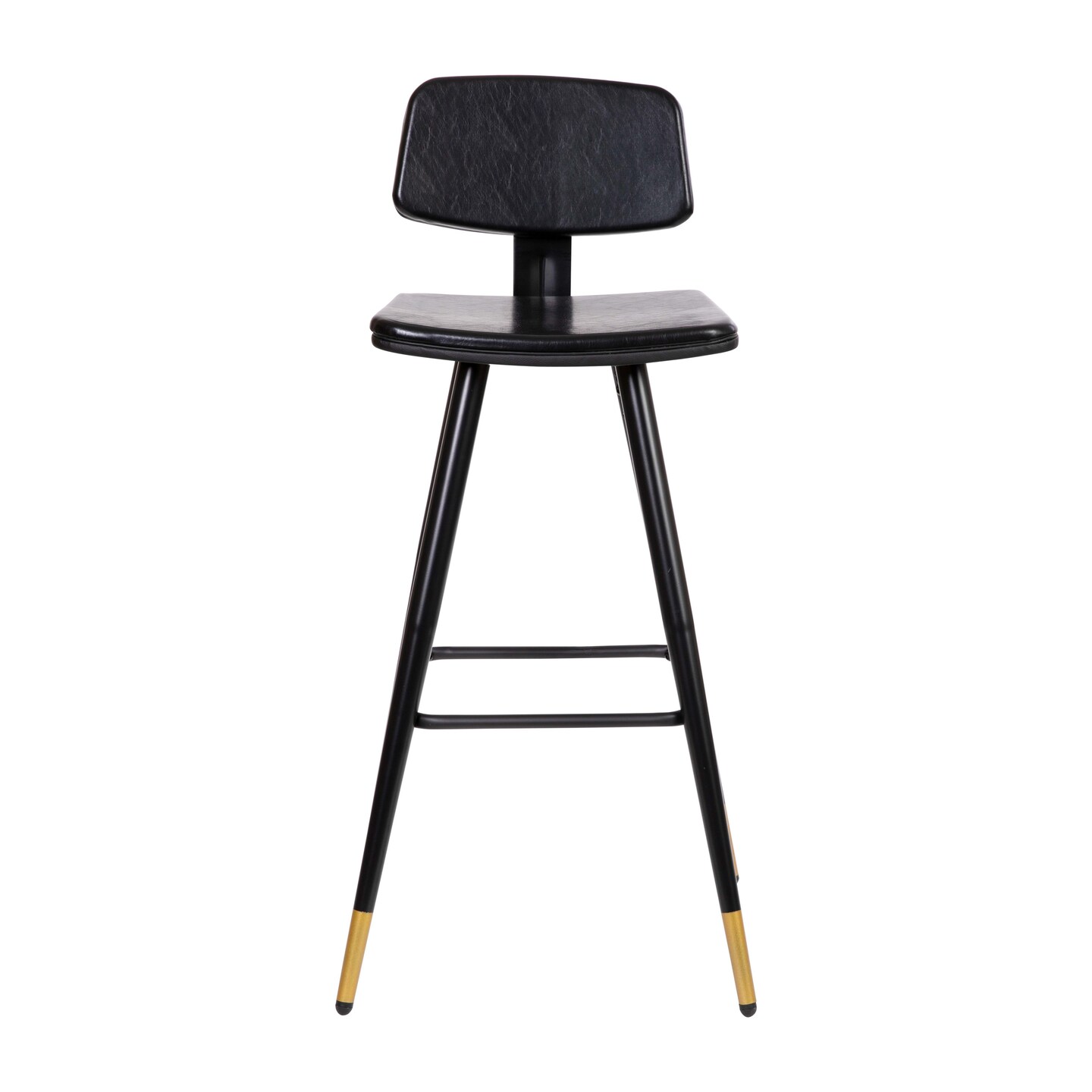 Merrick Lane Aragon Faux Leather Barstools Contemporary Upholstered Stools with Metal Frame and Integrated Footrest - Set of 2
