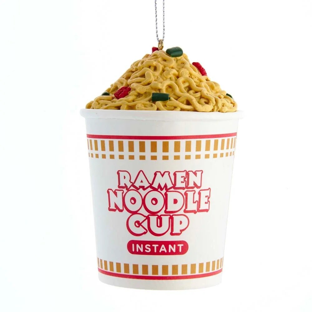KSA Pack of 12 White and Yellow &#x22;Ramen Noodle Cup&#x22; Christmas Ornaments 4&#x22;