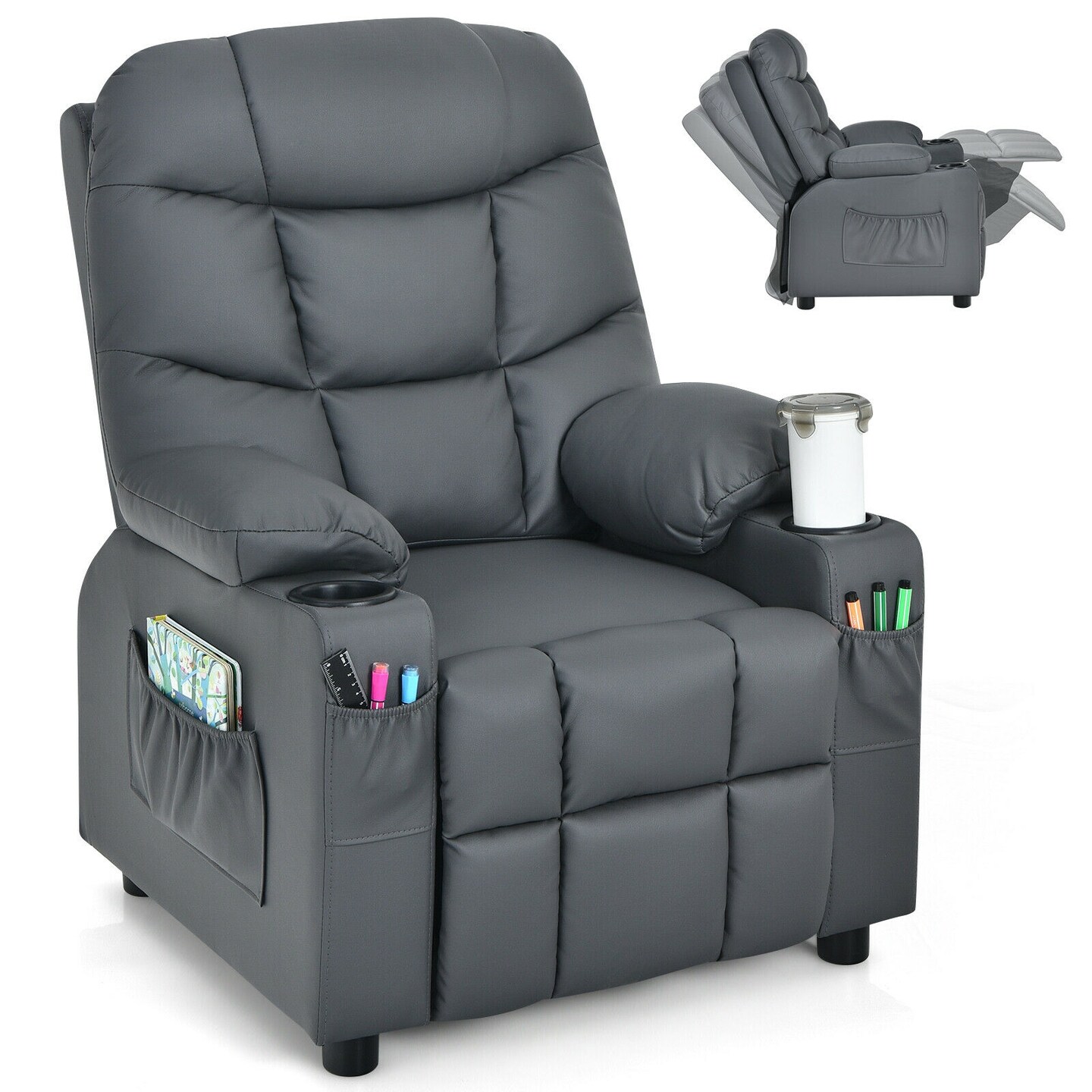 Kids Recliner Chair with Cup Holders Suitable for Children's Room, Living Room and Bedroom