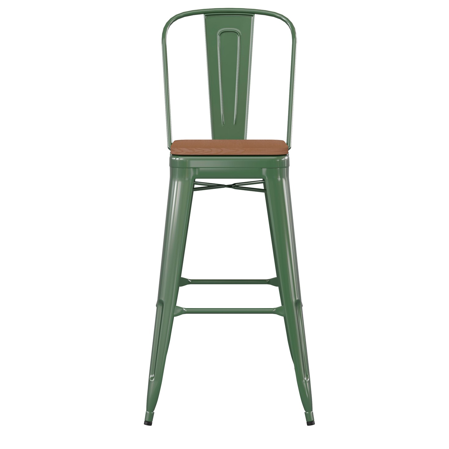 Emma and Oliver Kam Metal Indoor-Outdoor Stool with Removable Back and All-Weather Polystyrene Seat