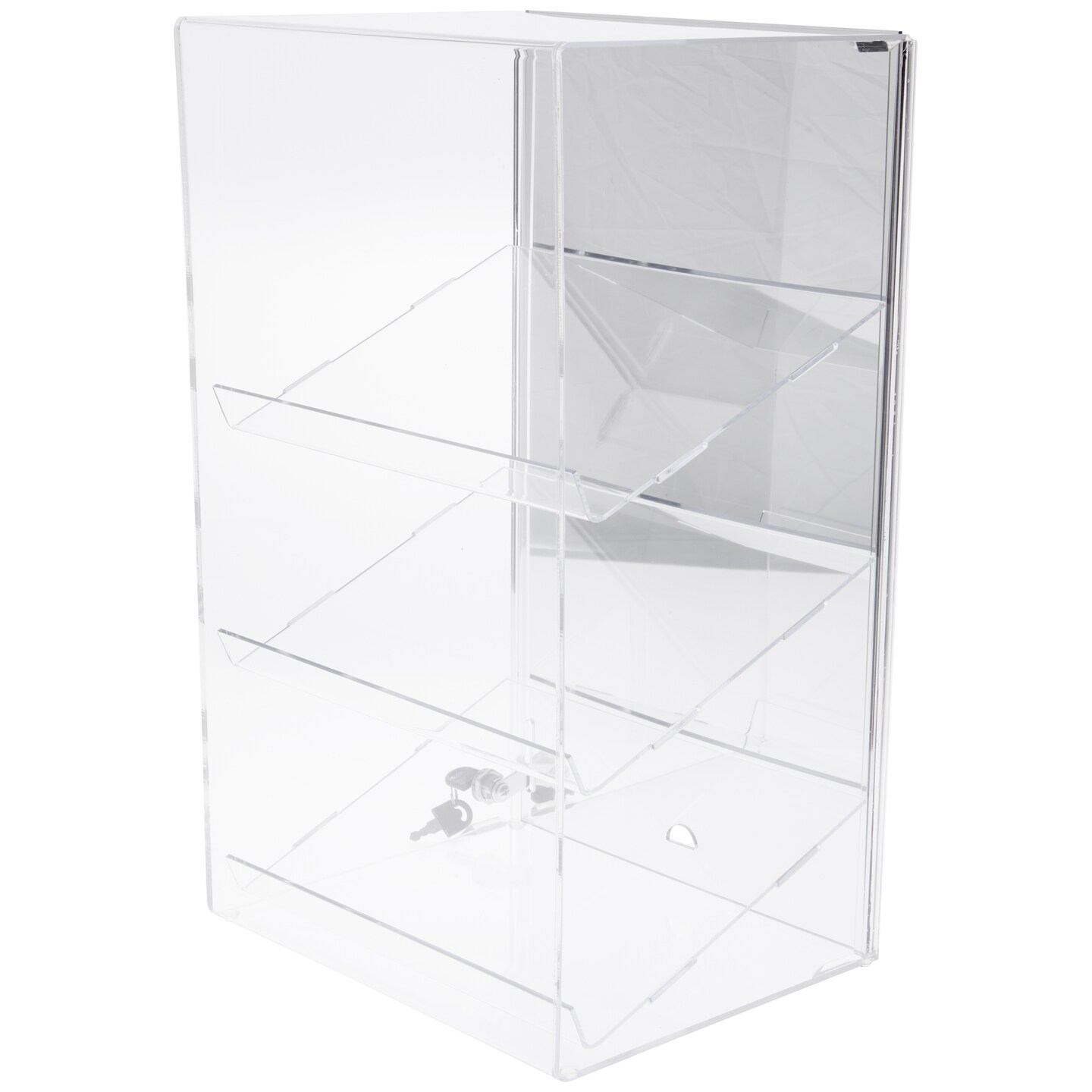 Plymor Clear Acrylic Locking Display Case With 3 Angled Shelves ...