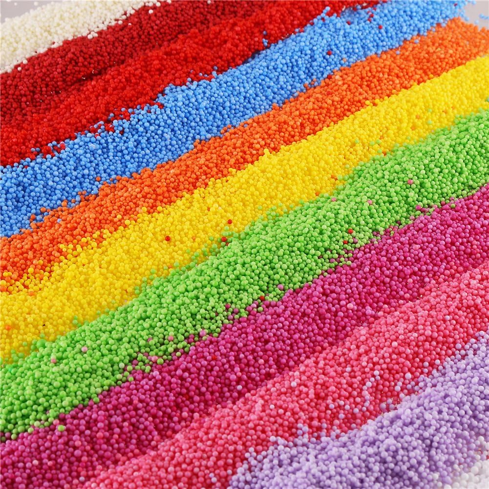 16 Grams 3-5mm Colorful Foam Beads 6-8mm Assorted Size Foam Beads Balls for Kids DIY Slime Making and Party Decoration 30000pcs