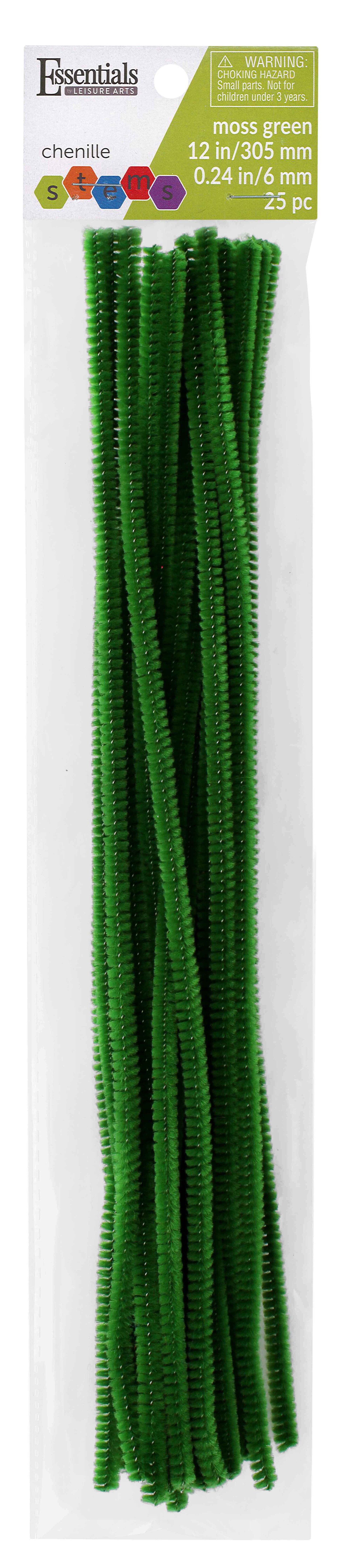 Essentials By Leisure Arts Arts Chenille Stem 12&#x22; 6mm Moss Green 25pc