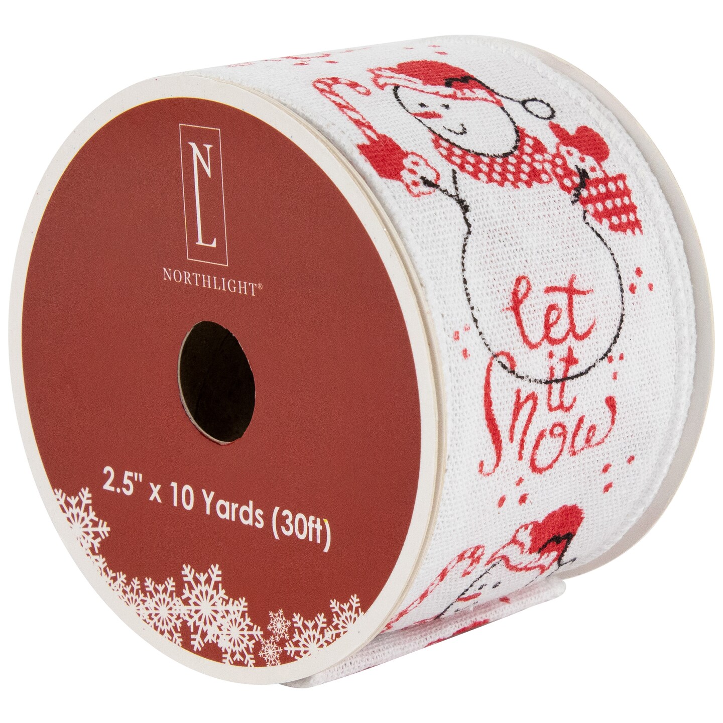 Northlight Snowman &#x22;Let It Snow&#x22; Wired Craft Christmas Ribbon 2.5&#x22; x 10 Yards