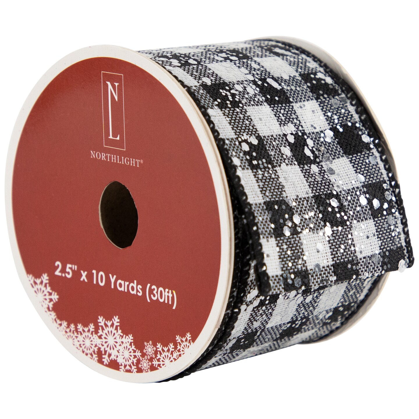 Northlight Black and White Gingham Wired Craft Ribbon 2.5" x 10 Yards