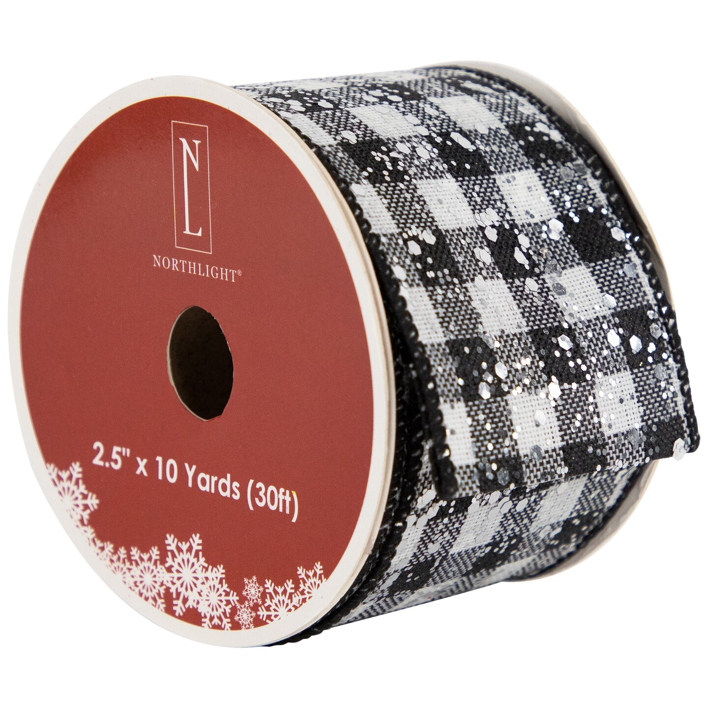 Northlight Black and White Gingham Wired Craft Ribbon 2.5&#x22; x 10 Yards