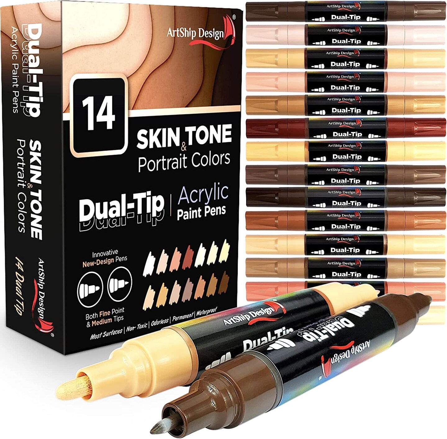 16 Dual-Tip Acrylic Paint Pens, Both Extra Fine and Medium Tip Paint  Markers for Rock Painting, Mugs, Ceramic, Wine Glasses, Wood, Glass,  Plastic
