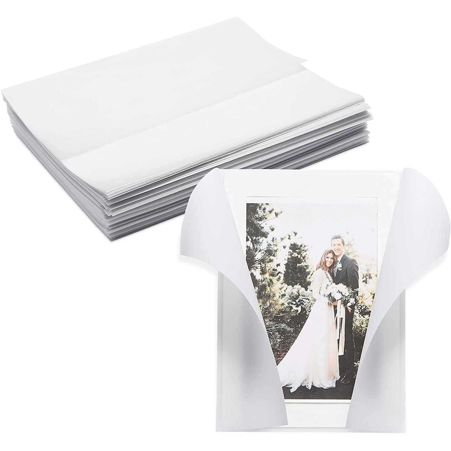 100 Pack Vellum Jackets for 5x7 Invitations, Pre-Folded Bulk Transparent  Paper Envelope Liners for Wedding Cards and Scrapbooking
